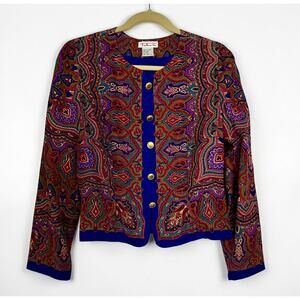 Vintage Talbots Collection 100% Silk Paisley Cropped Jacket  Size 10